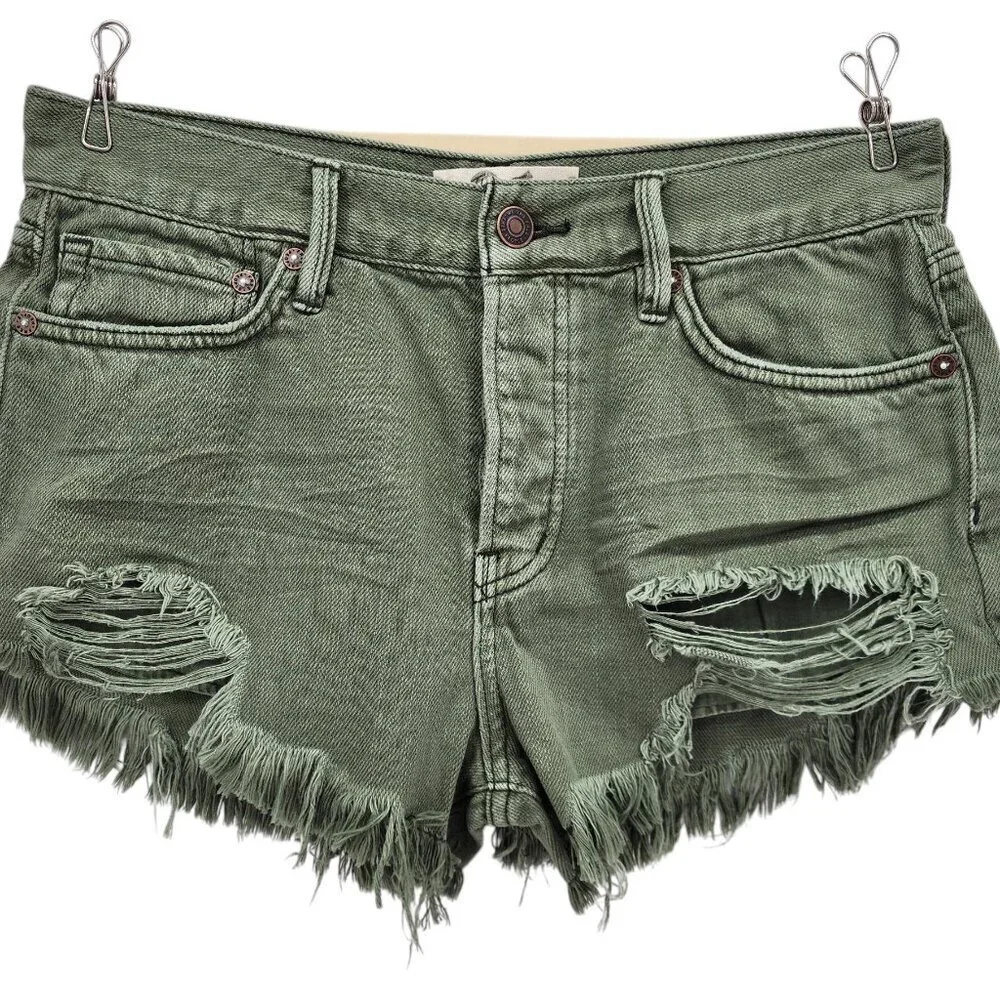Free People We The Free Womens 26 Shorts Loving Good Vibrations Cut Off Jean